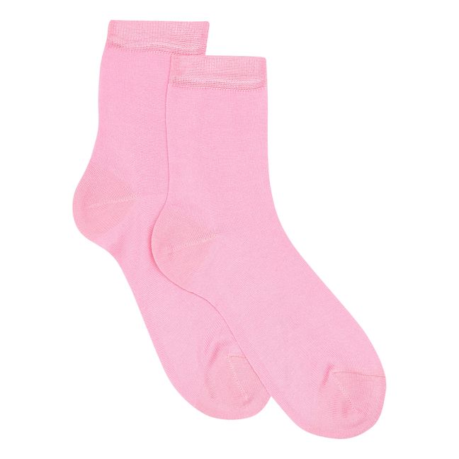 Chaussettes One Ankle Soie Rose