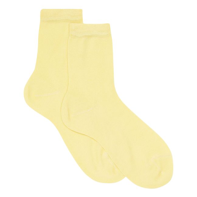 One Ankle Silk Socks Yellow