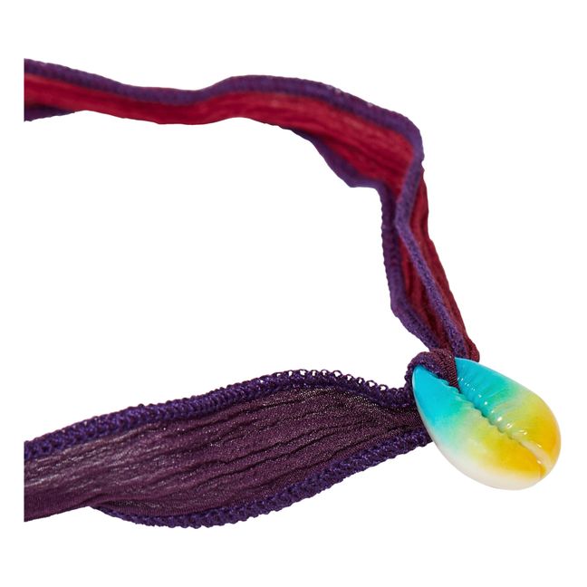 Silk Ribbon Shell Bracelet Purple
