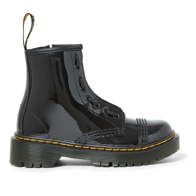 Sinclair Bex Patent Leather Zip-Up Boots Nero