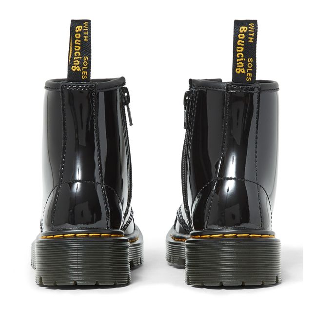 Sinclair Bex Patent Leather Zip-Up Boots Schwarz