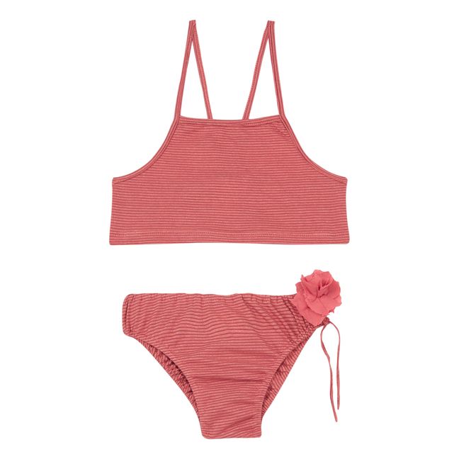 Striped Lurex Jersey Bikini Pink