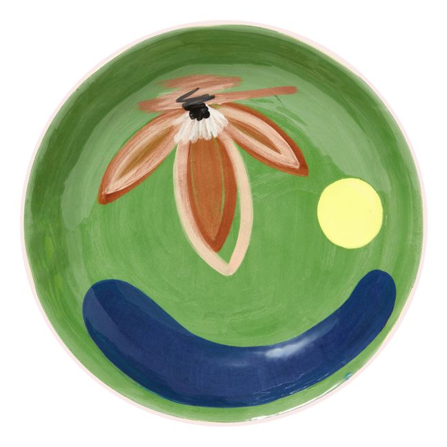 Assiette Daphné fleurs creuse en céramique | Vert