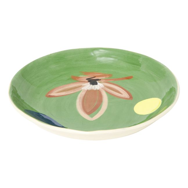 Piatto fondo Daphné, motivo a fiori, in ceramica  Verde