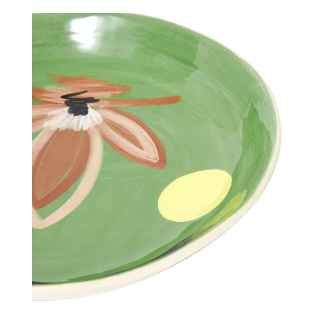 Piatto fondo Daphné, motivo a fiori, in ceramica  Verde