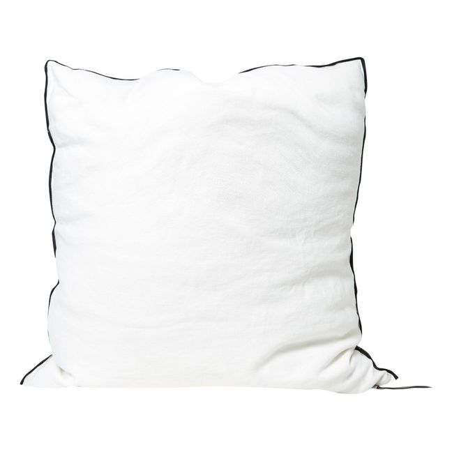 Coussin Vice versa black line en lin lavé stone washed | Blanc