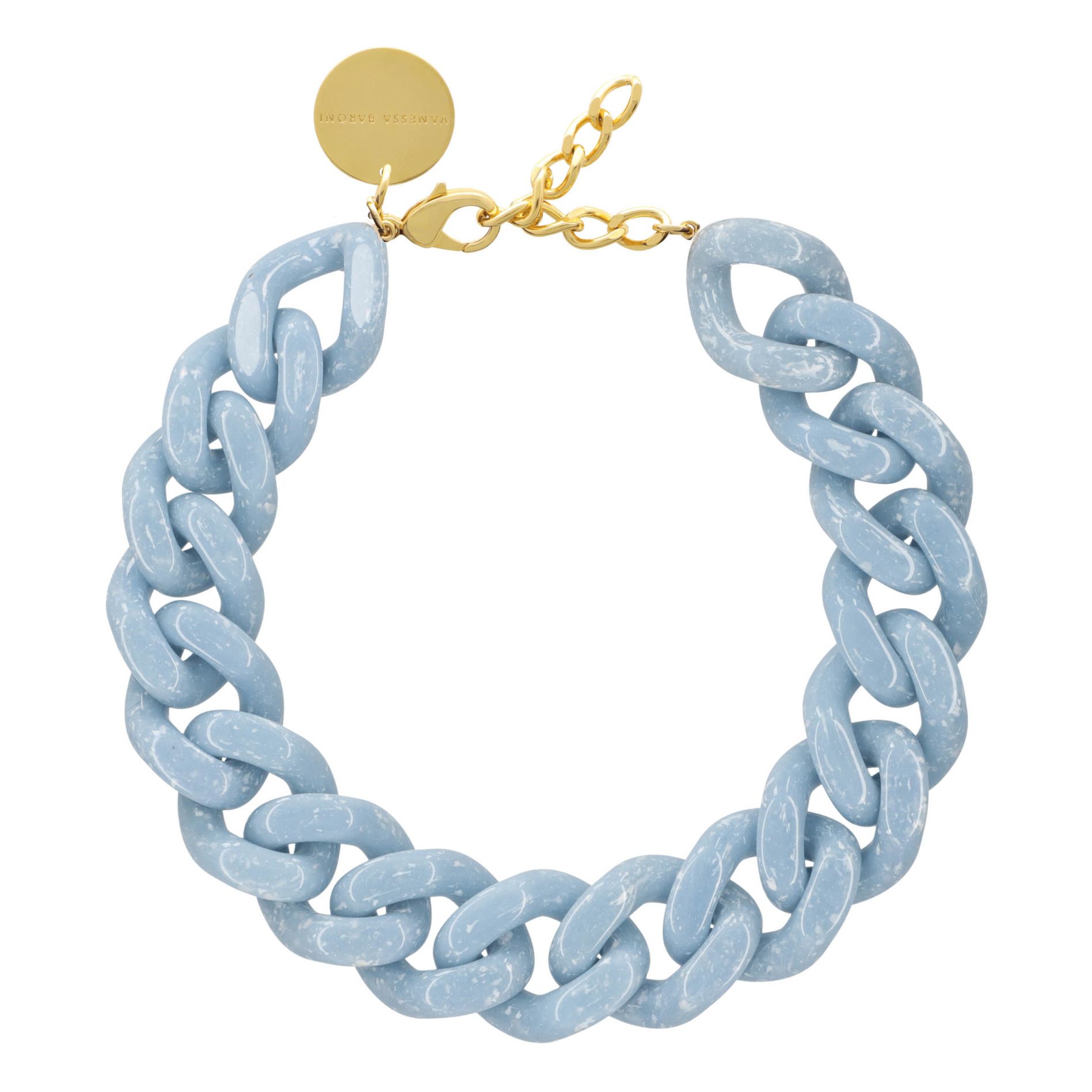 Collier Flat Chain Marbre Bleu- Image produit n°0