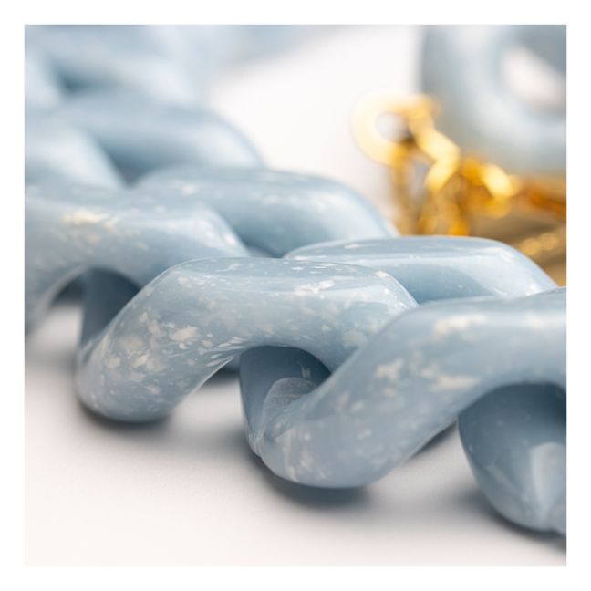 Flat Chain Marble Necklace Blau