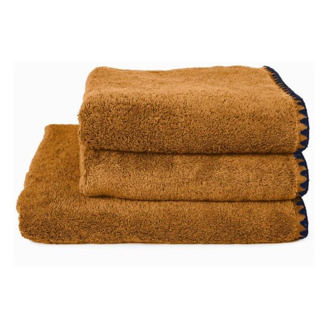 Asciugamano da bagno, in cotone, modello: Issey | Caramello