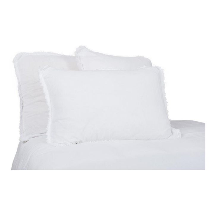 Funda de almohada de vela de algodón orgánico con flecos Katni | Blanco- Imagen del producto n°1
