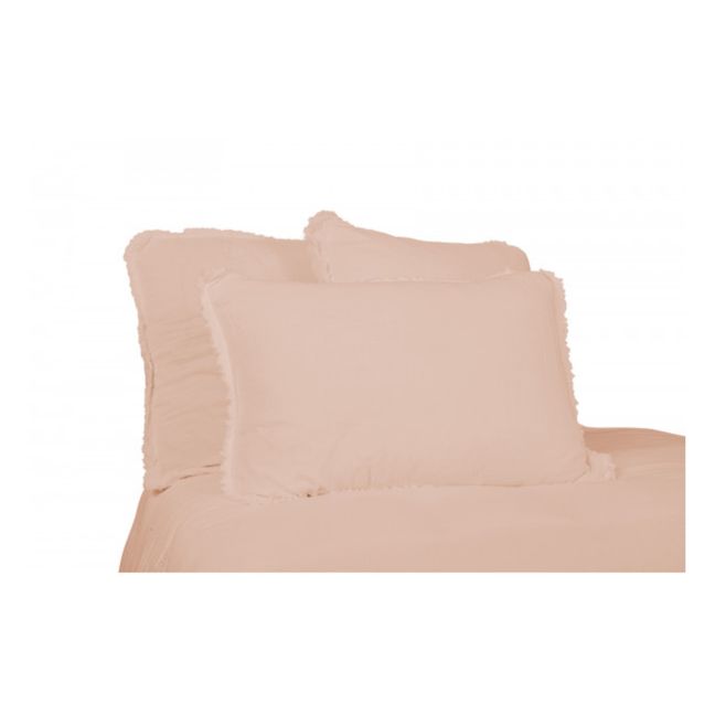 Funda de almohada de vela de algodón orgánico con flecos Katni | Marrón Rojizo