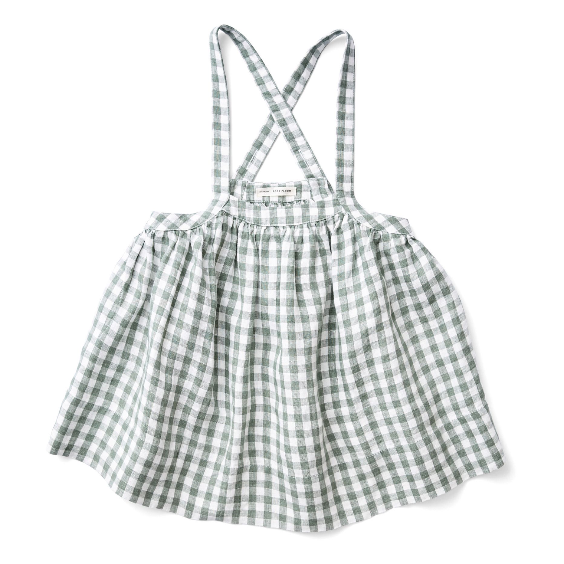 Eloise Linen Apron Dress Green Soor Ploom Fashion Children