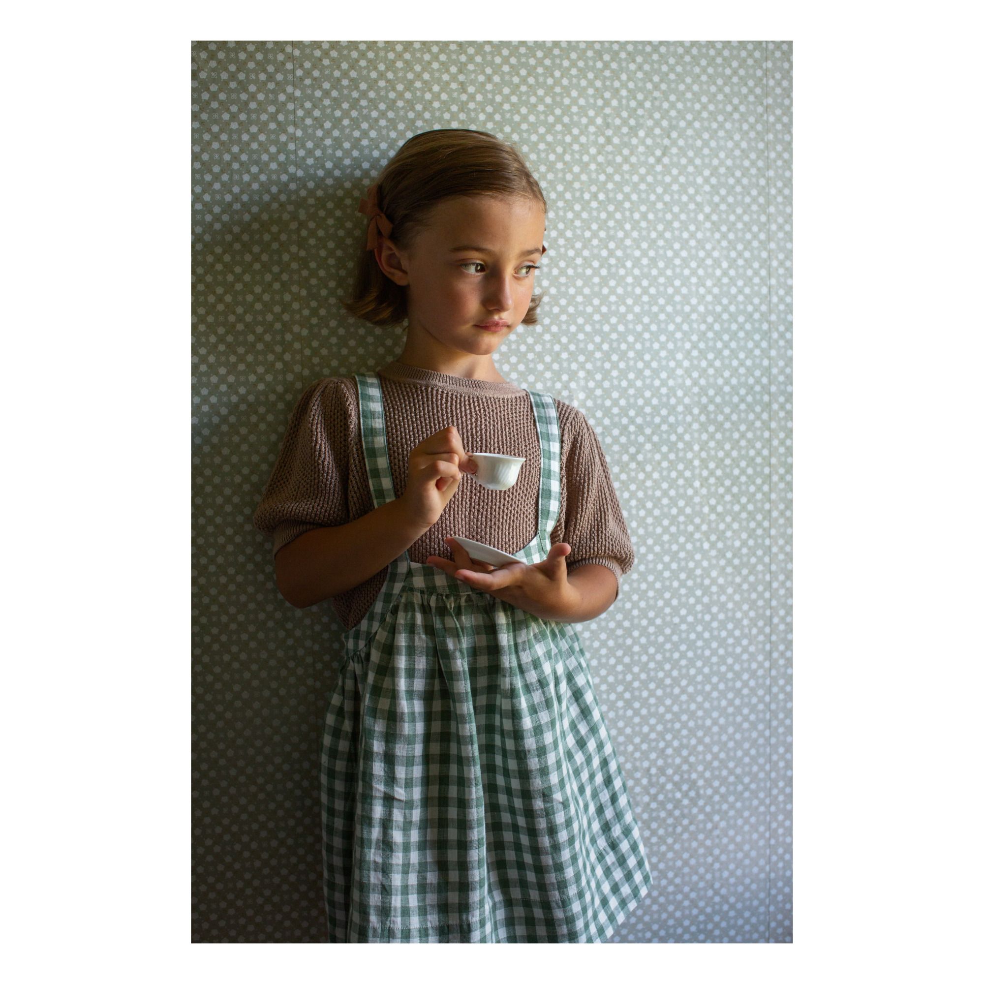 Eloise Linen Apron Dress Verde- Immagine del prodotto n°1