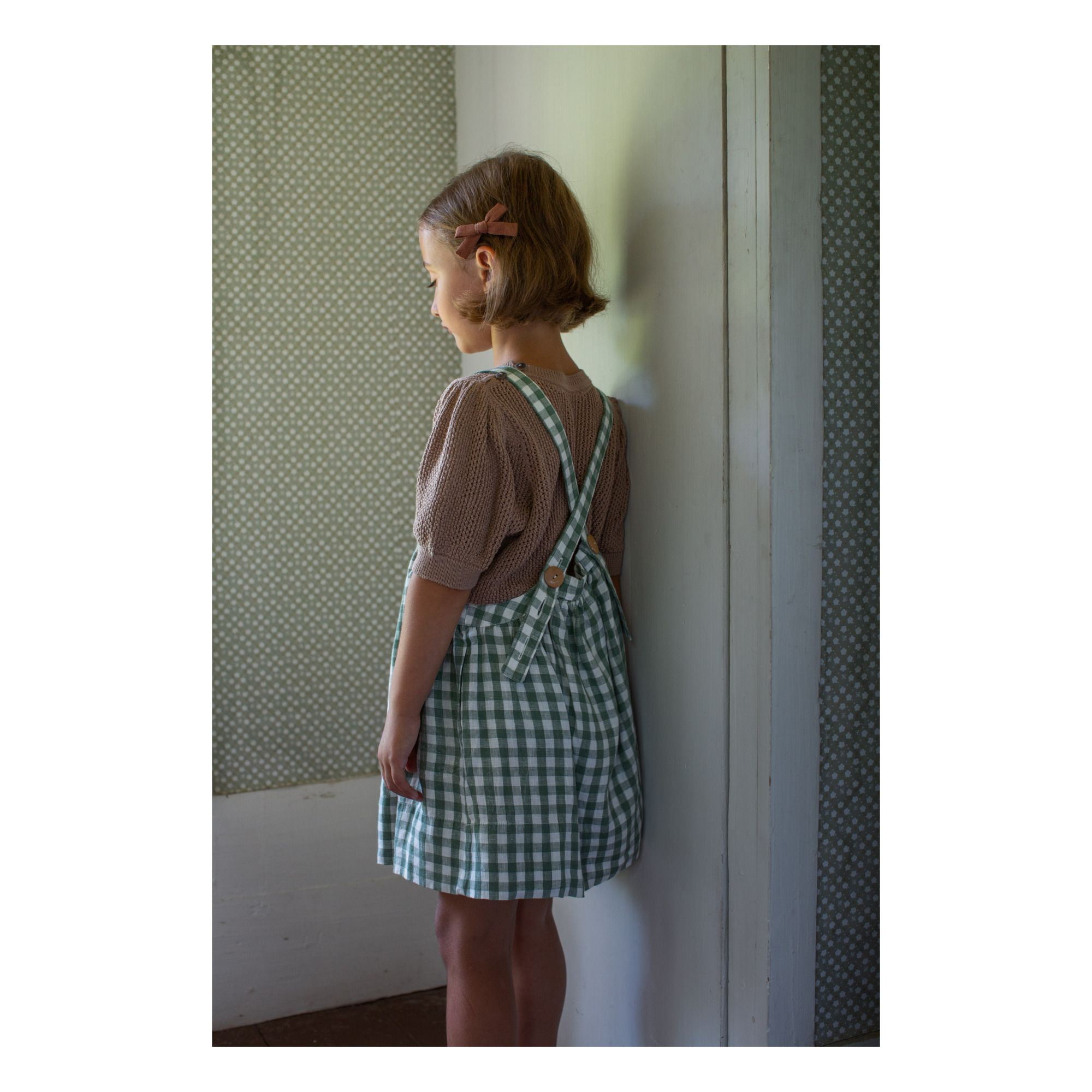 Eloise Linen Apron Dress Verde- Immagine del prodotto n°6