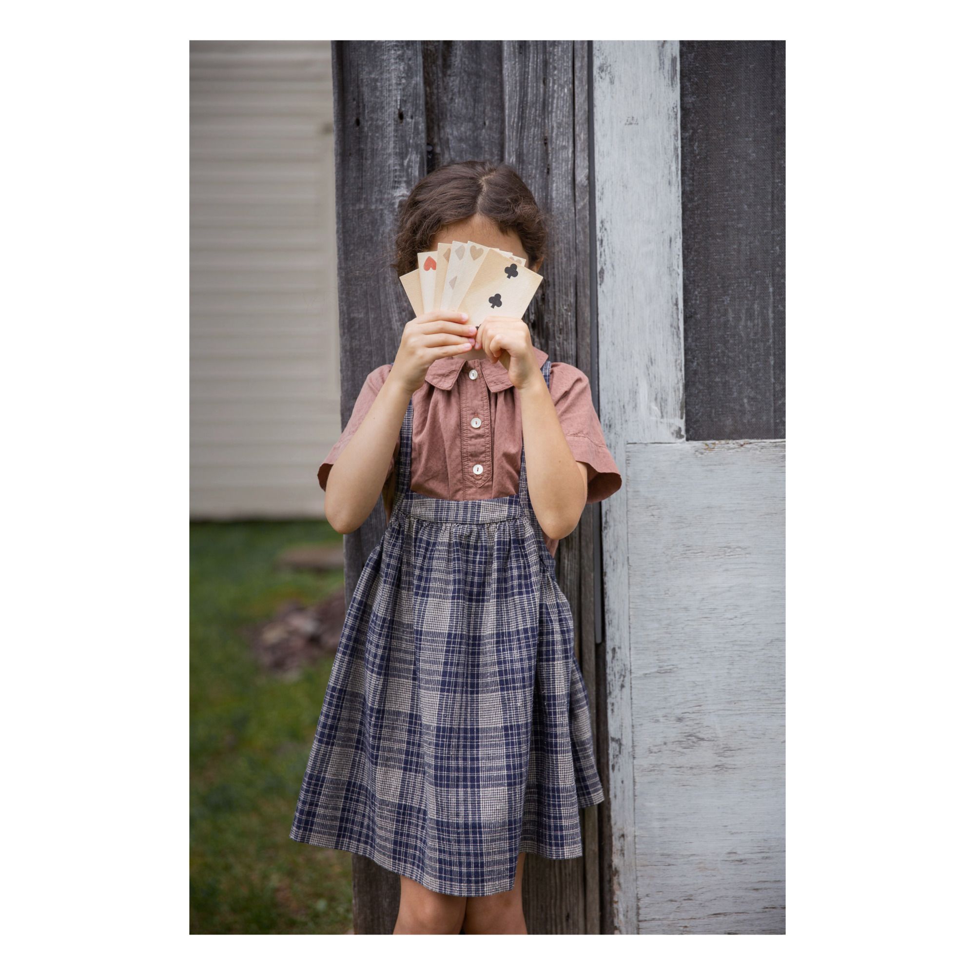 Eloise Linen and Cotton Apron Dress Navy- Produktbild Nr. 1