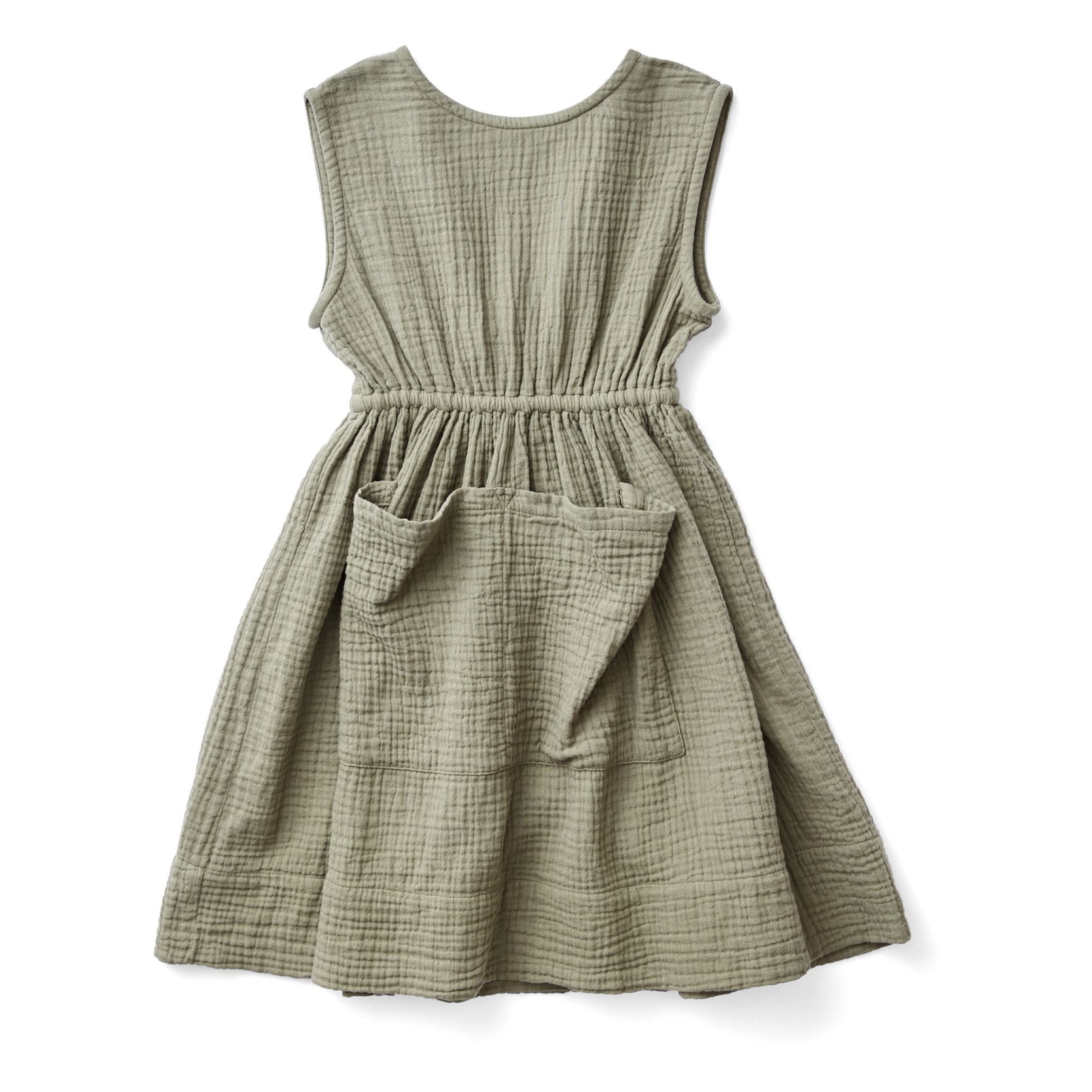 Orla Organic Cotton Muslin Dress | Olive green