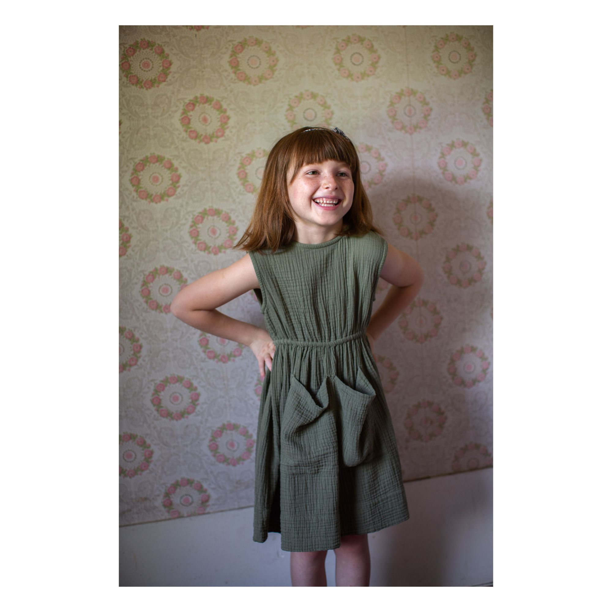 Orla Organic Cotton Muslin Dress Grünolive- Produktbild Nr. 1