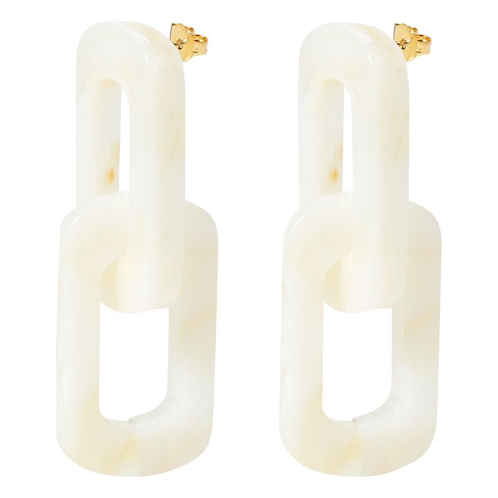 Edge Double Marble Earrings Beige- Product image n°1