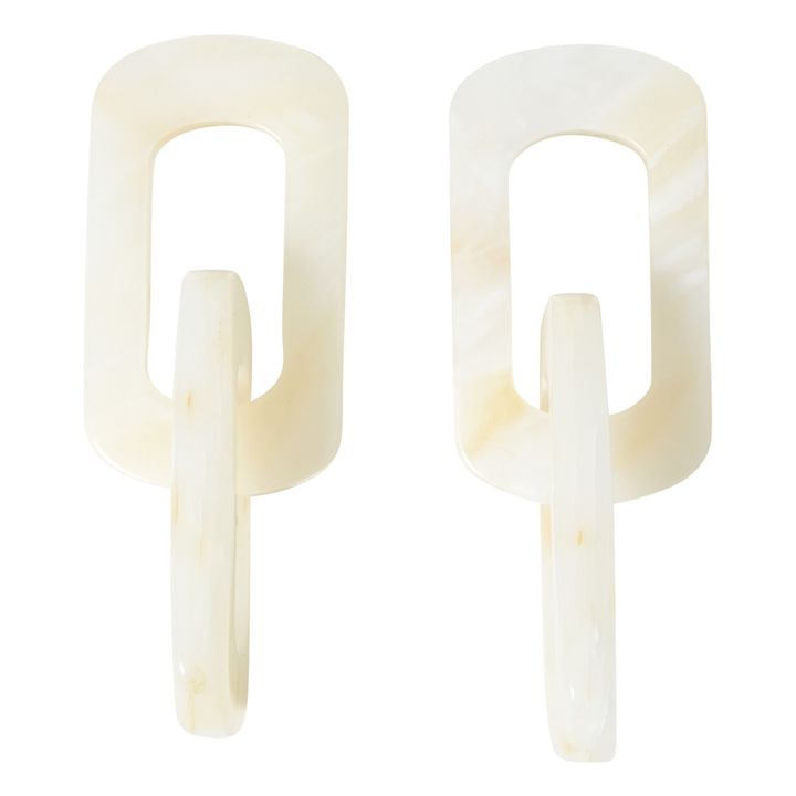 Edge Double Marble Earrings Beige- Product image n°0
