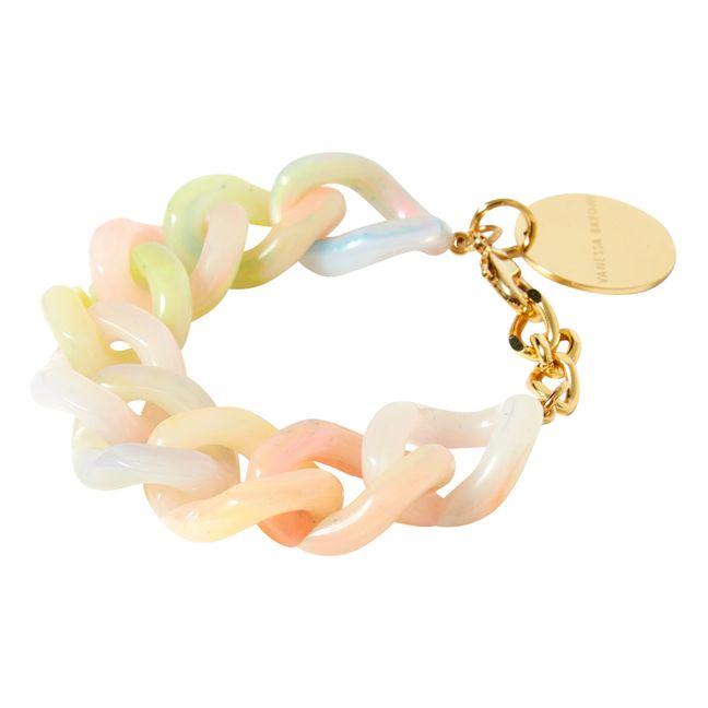 Regenbogen-Armband mit flacher Kette | Rosa