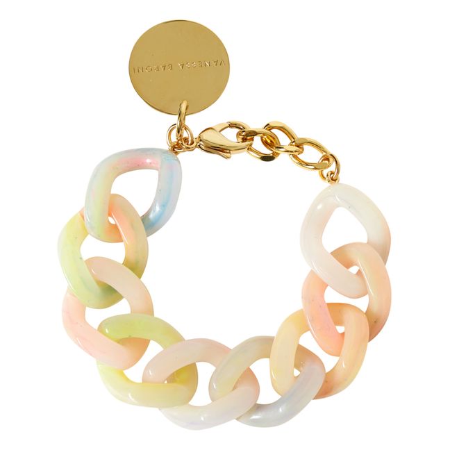 Regenbogen-Armband mit flacher Kette | Rosa