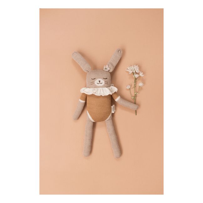 Large Soft Toy Rabbit in Pyjamas Ochre