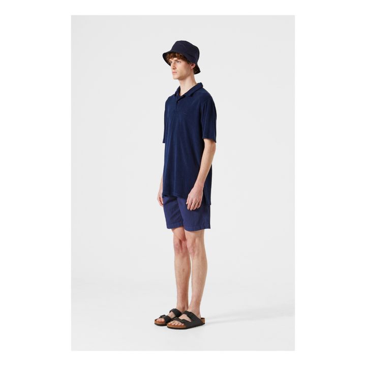 Terry Cloth Polo Shirt Navy blue- Product image n°3