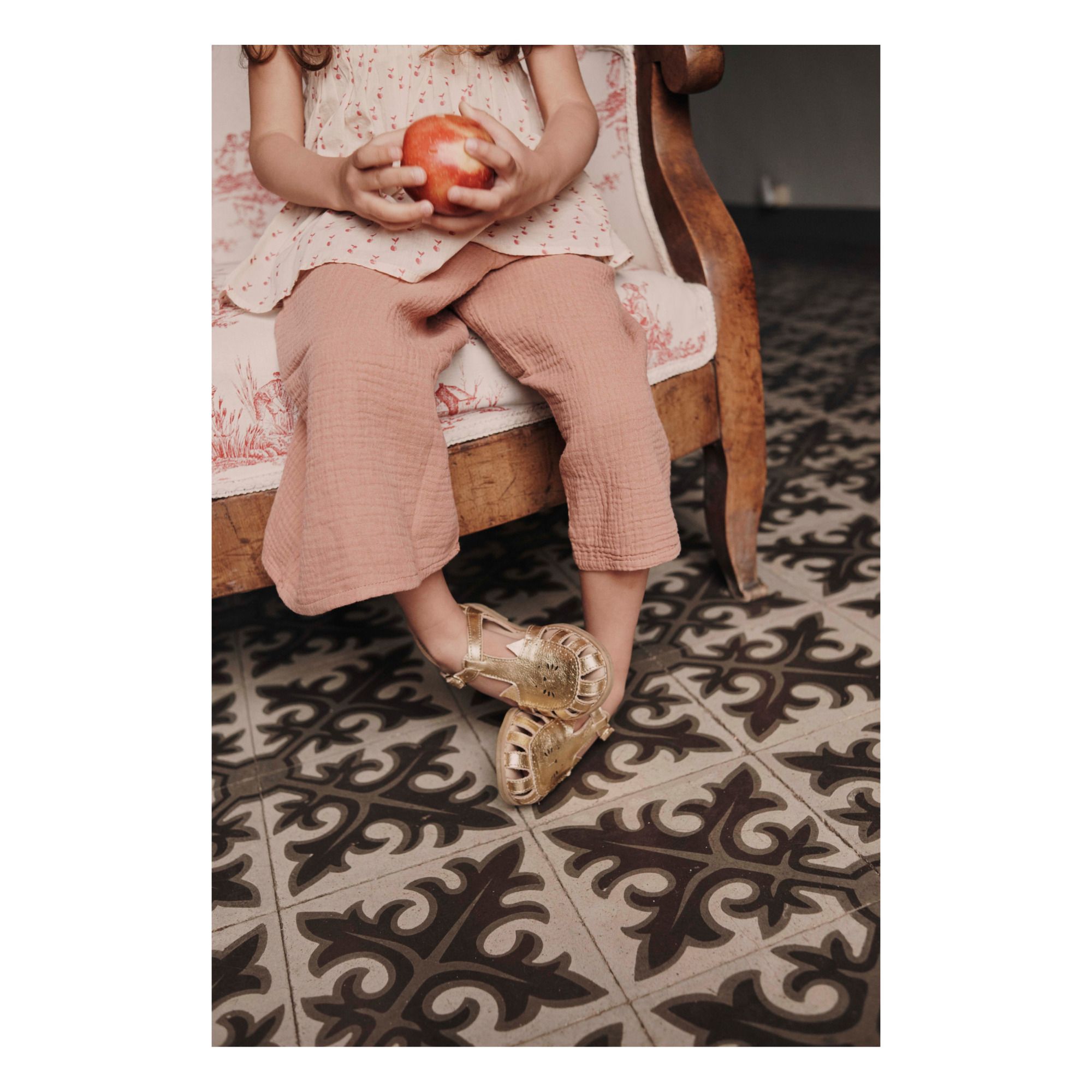Sandalias de cuero de punto Dorado- Imagen del producto n°2