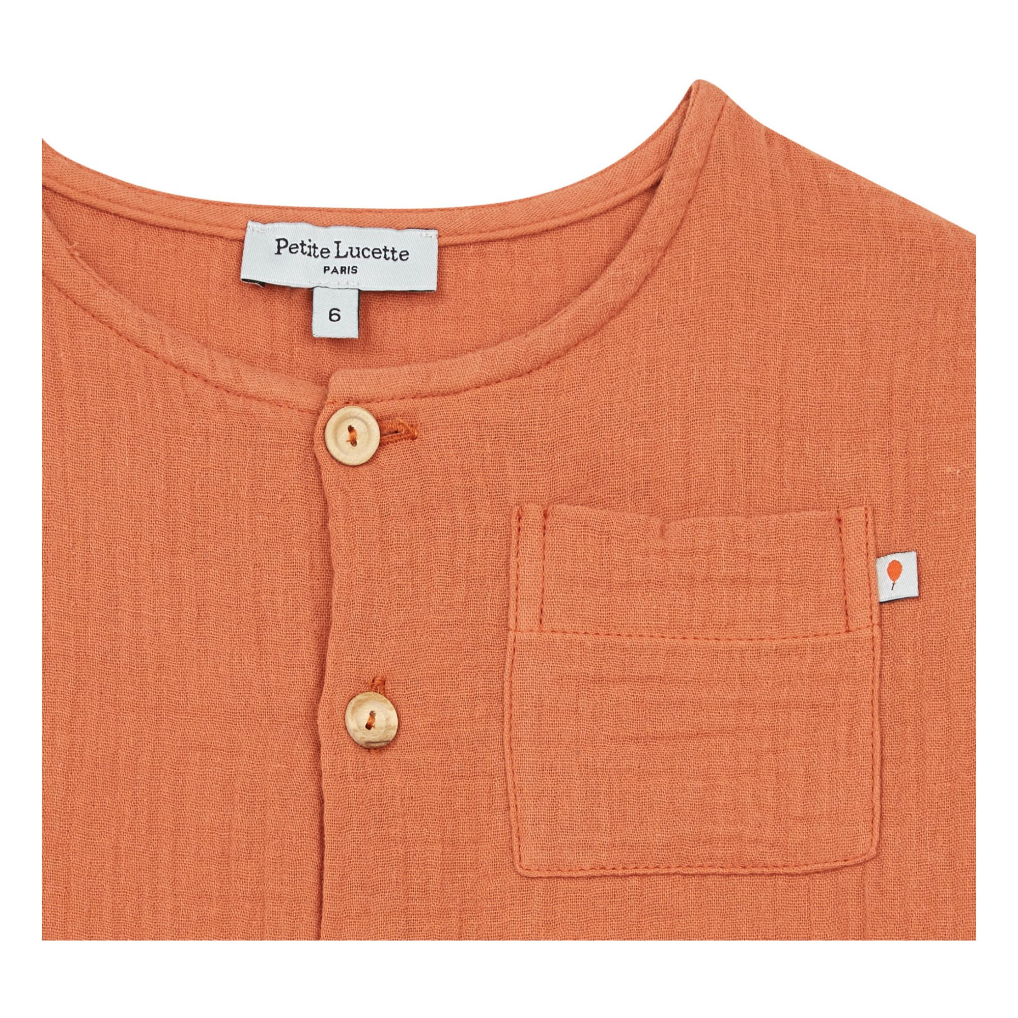 Gaston Organic Cotton Muslin Shirt Rust- Product image n°1