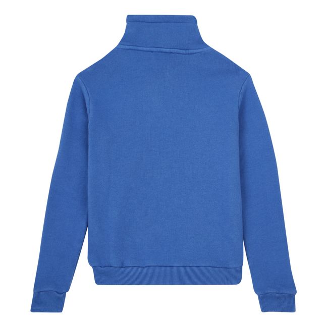 Sweatshirt mit Truckerkragen Blau