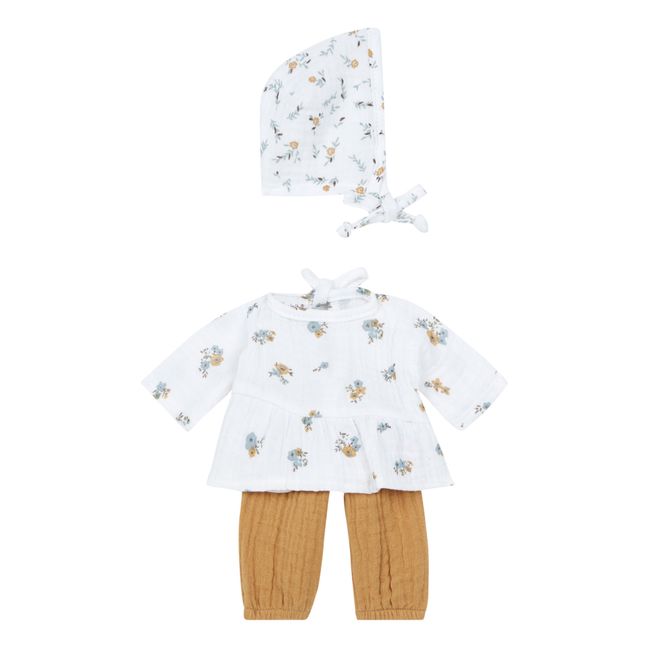 Ophélia Jeannette Print Cotton Muslin Top and Bottom Set for Babies Collection Cognac-Farbe