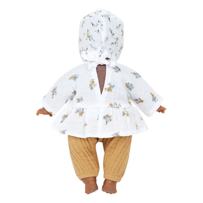 Ophélia Jeannette Print Cotton Muslin Top and Bottom Set for Babies Collection Cognac-Farbe