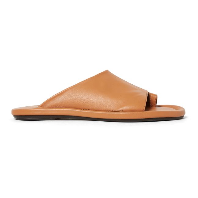 Cut-Out Leather Mules Camel