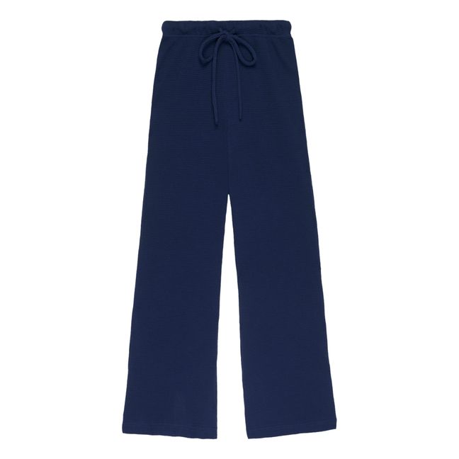 Pantalon Thermal Coton Bio Gaufré Bleu nuit