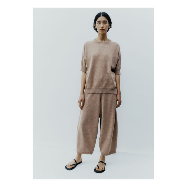Soft Recycled Cotton Knit Trousers Maulwurfsfarben