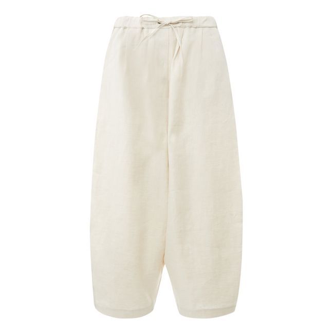 Maxi Organic Linen Trousers Weiß