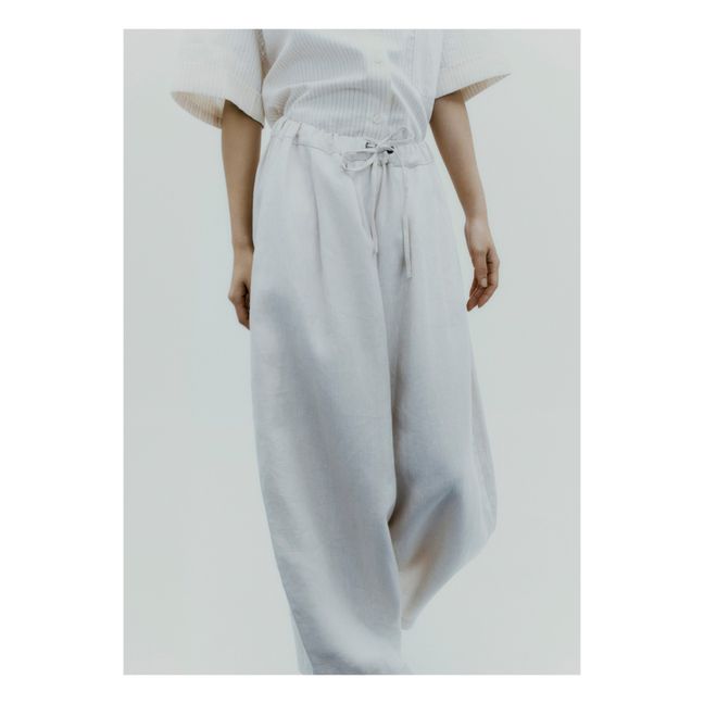 Maxi Organic Linen Trousers Bianco