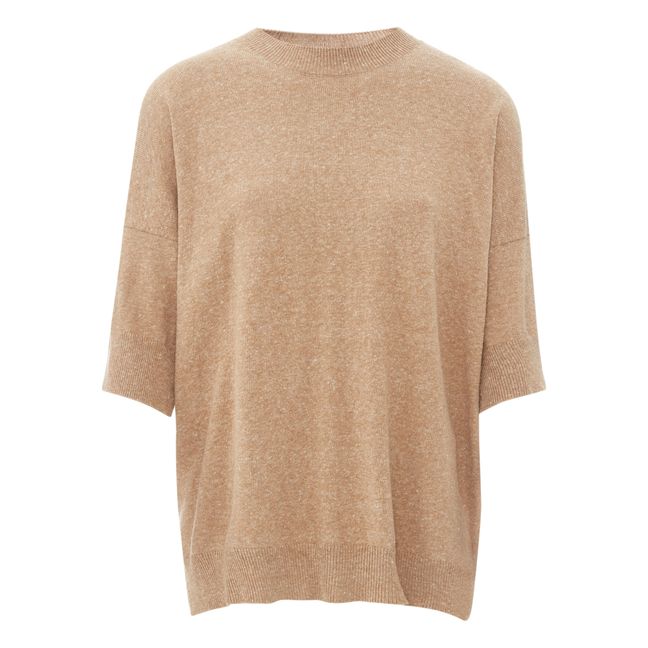 Soft Recycled Cotton T-shirt Taupe brown