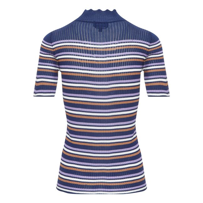 Asma Striped Knit Top | Navy blue