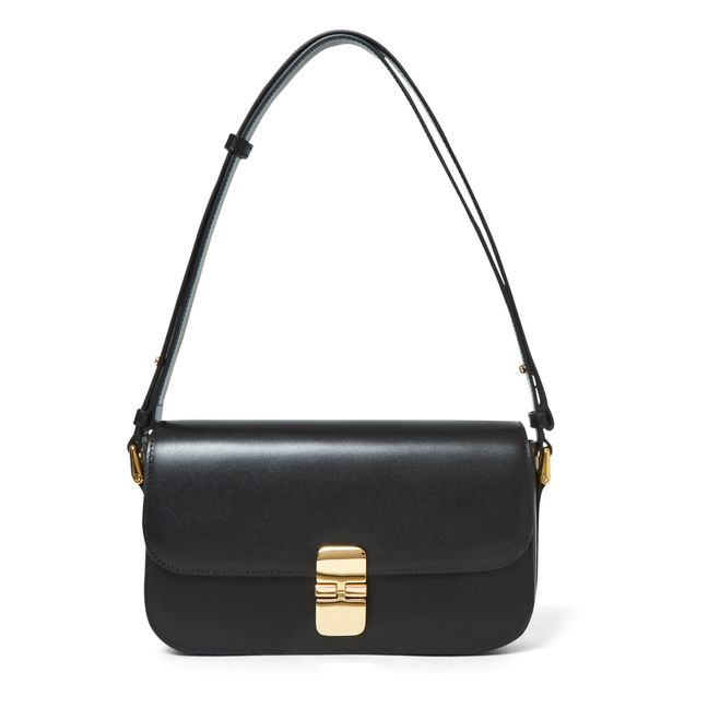 Grace Smooth Leather Baguette Bag Nero