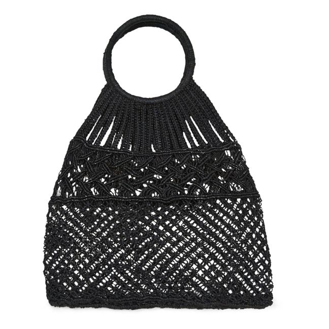 Borsa con manico in macramè | Nero