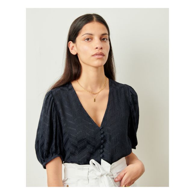 Blusa Borromeo Jacquard | Azul Marino