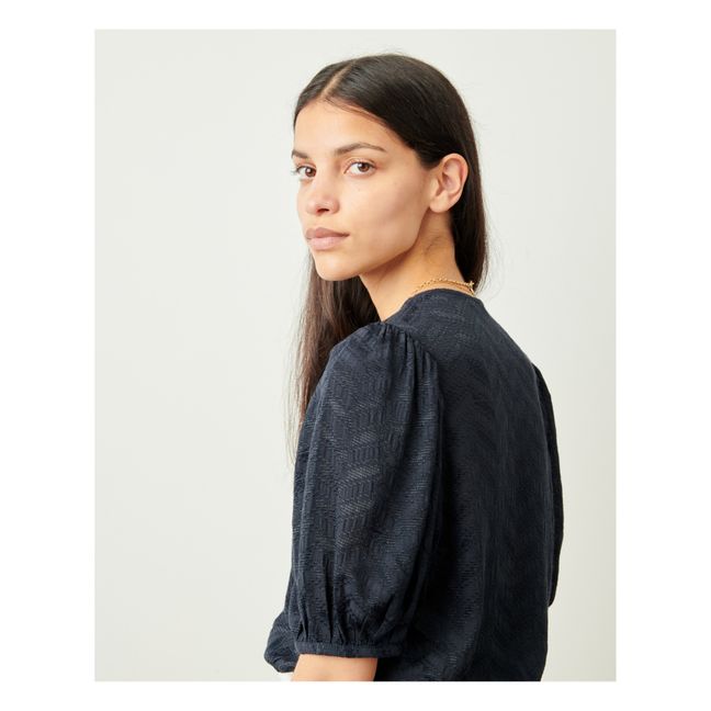 Blusa Borromeo Jacquard | Azul Marino