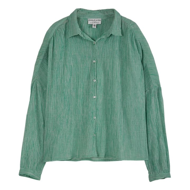 Blusa de sirsaca Vichy - Colección Mujer - Verde- Imagen del producto n°0