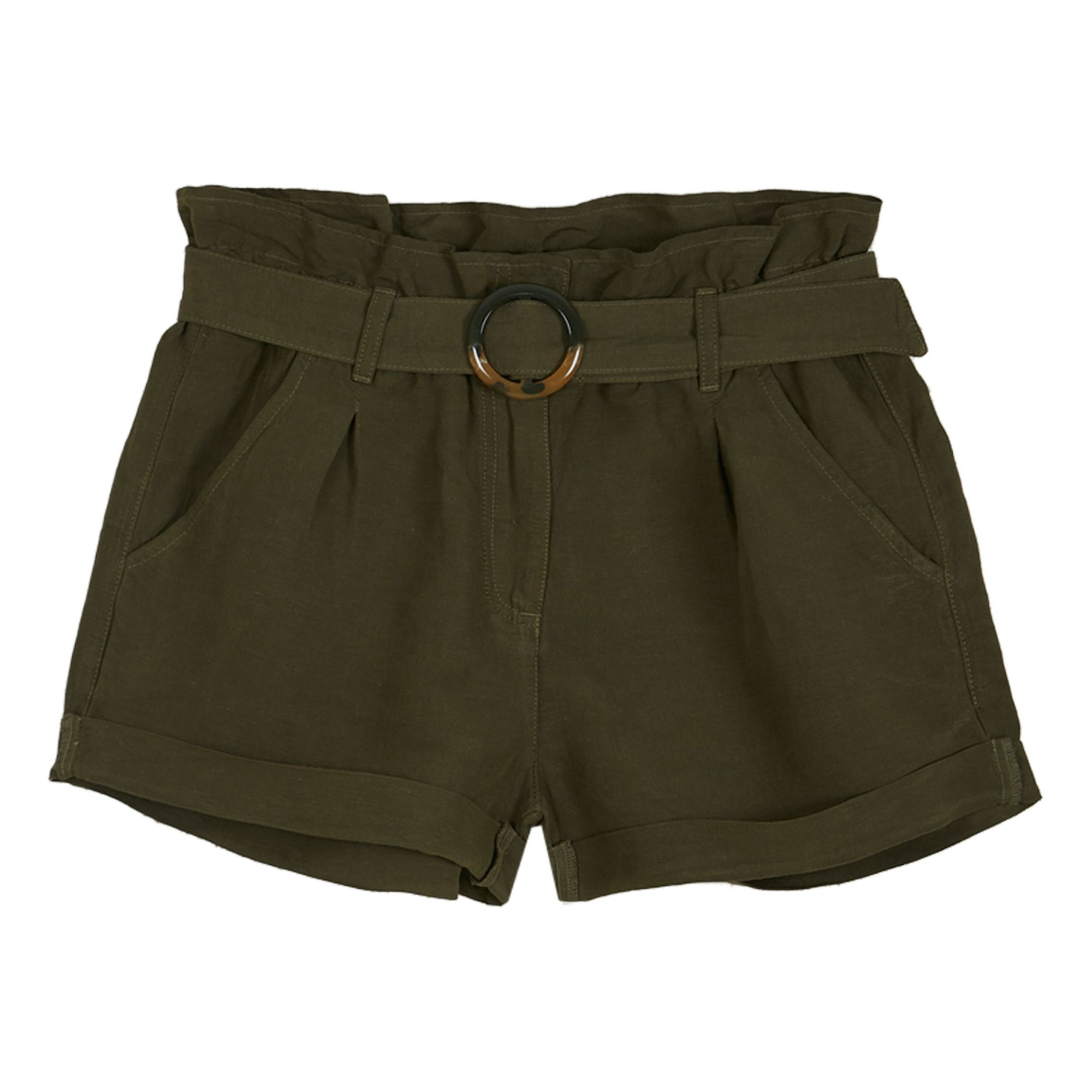 Pantalón corto de lino - Colección Mujer - Verde Kaki Emile et Ida Moda  Adulto