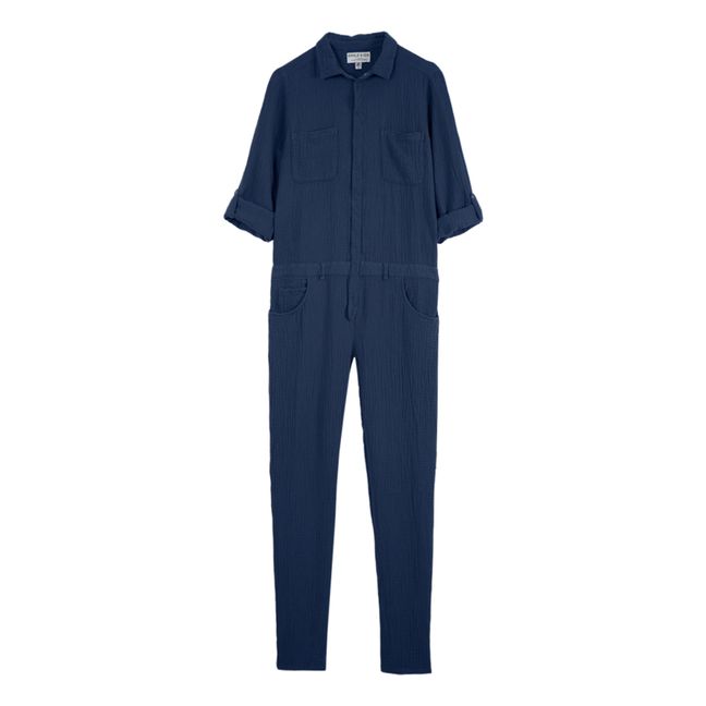 Cotton Muslin Jumpsuit - Women’s Collection - Navy blue