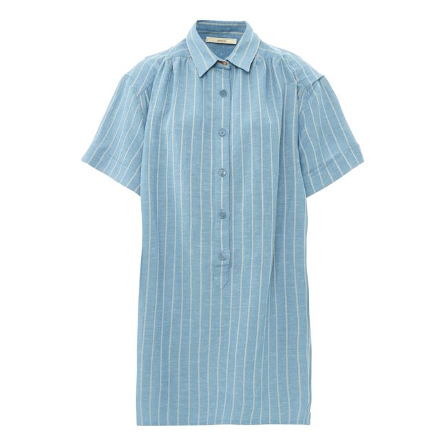 Lime Road Striped Linen Shirt Dress Blue