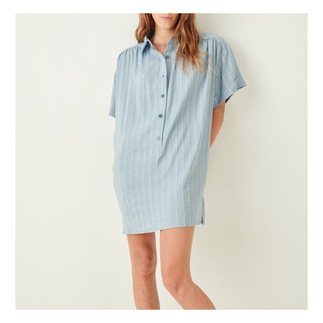 Lime Road Striped Linen Shirt Dress Blue
