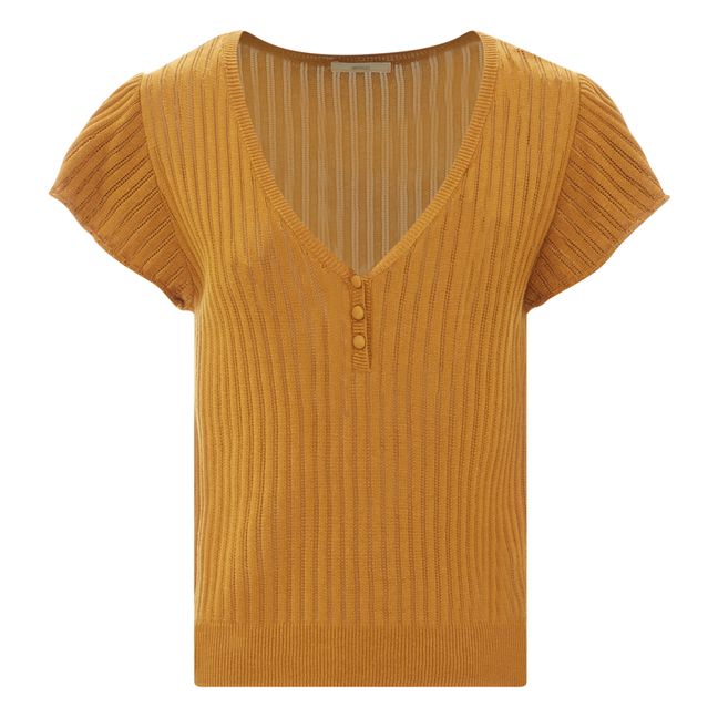 Pilha Pointelle Knit T-shirt Seidenfarben