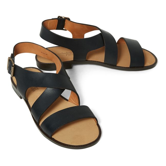 Berta Leather Sandals Black